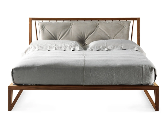 LEGGIADRO P-120 - Wooden double bed with upholstered headboard _ Dale Italia